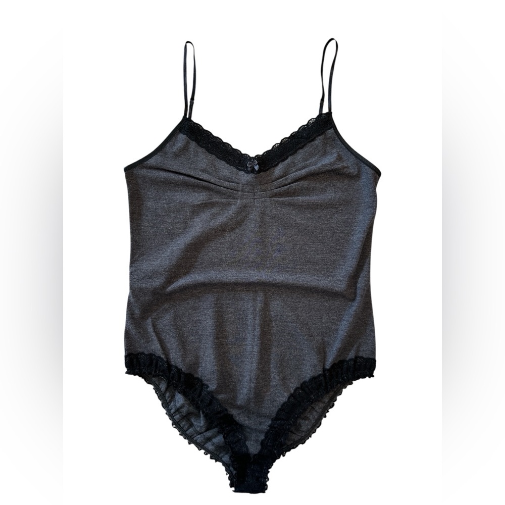 Express Black Lace Trim Bodysuit New Size Medium